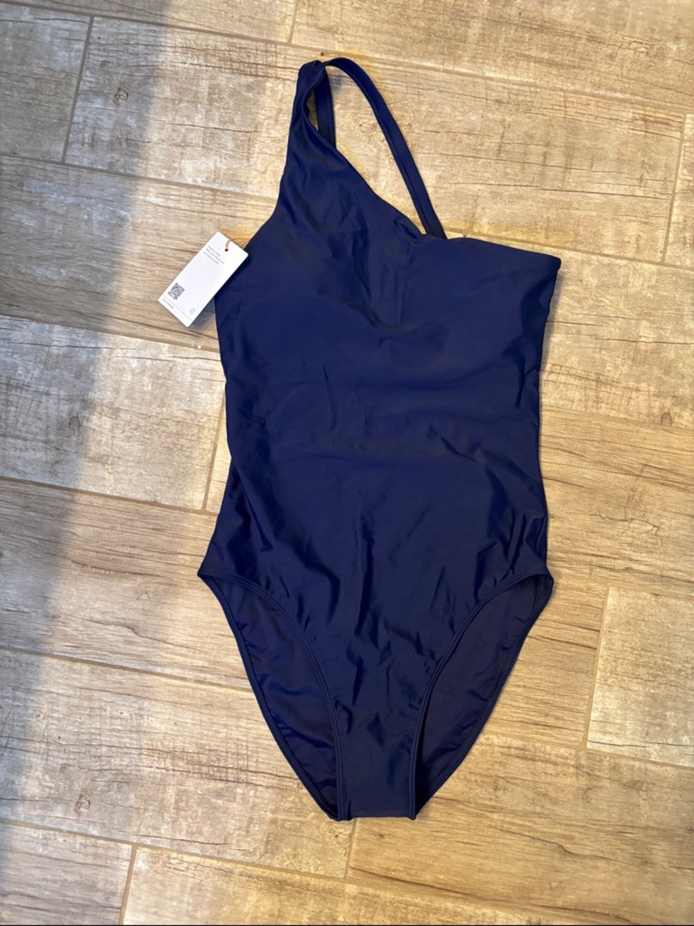 Quince One-Shoulder Navy Blue One-Piece Swimsuit- NWT